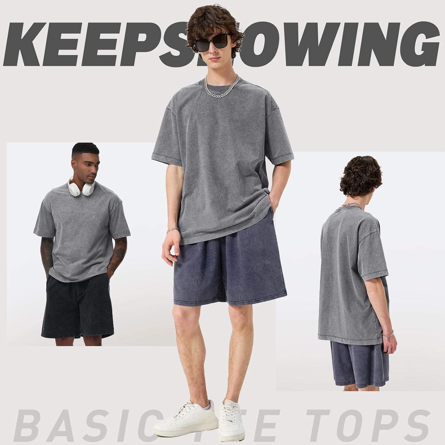 Men's Cotton T-Shirts Oversized Unisex Short Sleeves Casual Loose Wash Solid Basic Tee Tops