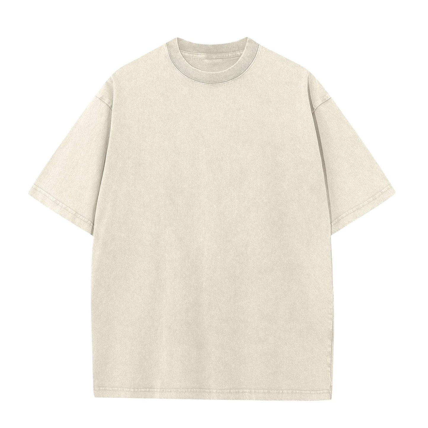 Men's Cotton T-Shirts Oversized Unisex Short Sleeves Casual Loose Wash Solid Basic Tee Tops