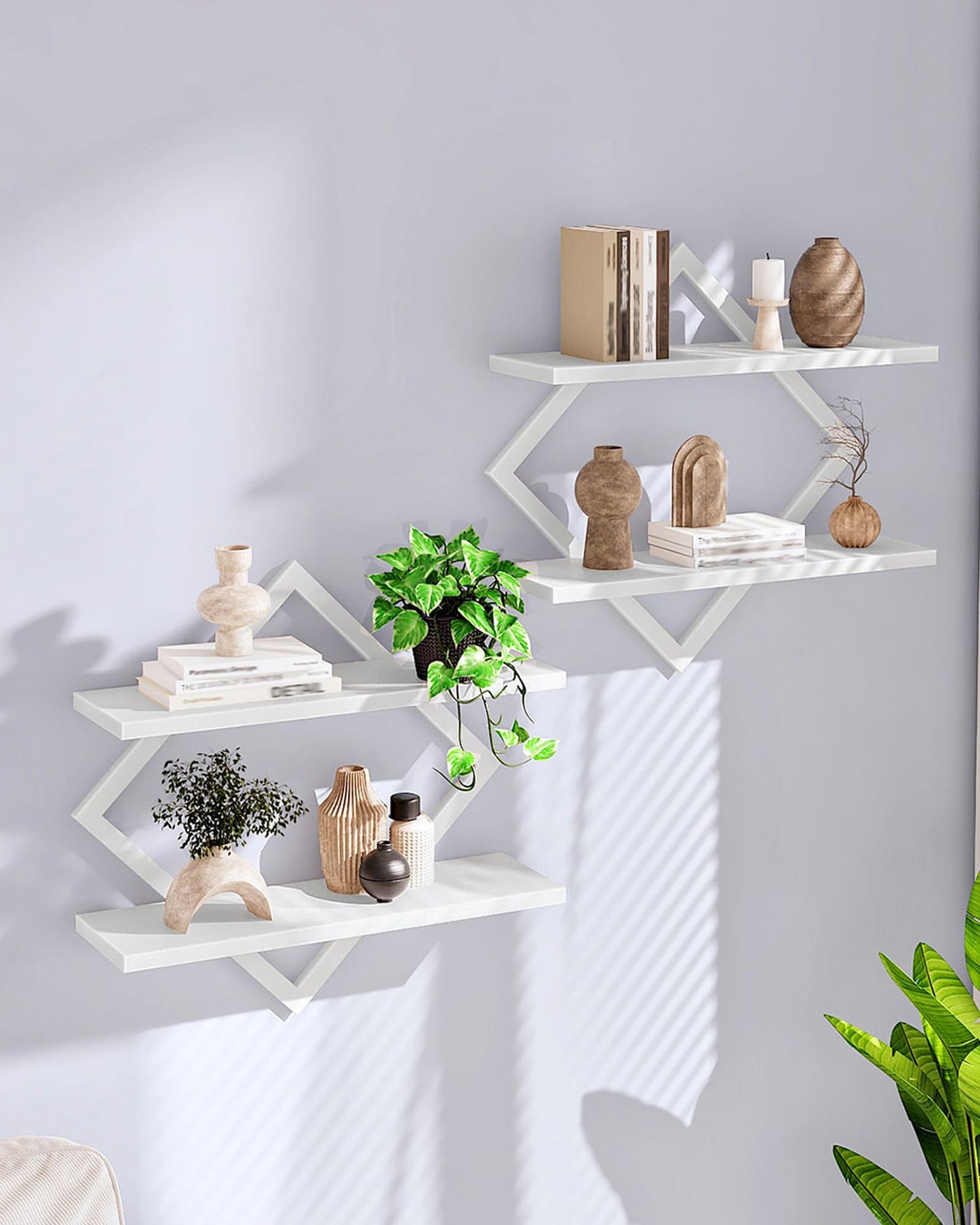 CHOEZON Floating Shelves, Set of 2 Wall Shelves, 2-Tier Hanging Shelves, Wall Shelf Set of 2, Wall Mounted Shelves, for Living Room, Bedroom, Kitchen, Office, Study, Rustic Brown TBJ01P2BF