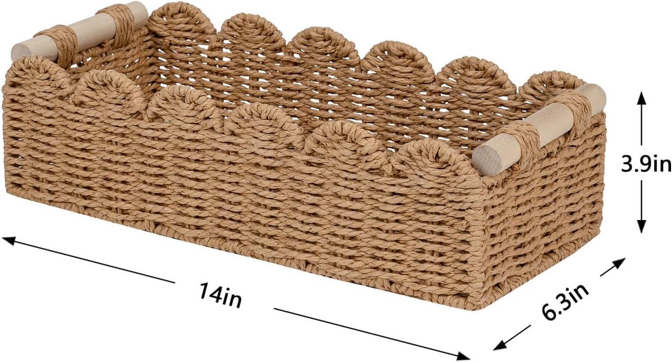 CubesLand Scalloped Toilet Paper Storage Basket W/Handle for Home Decor