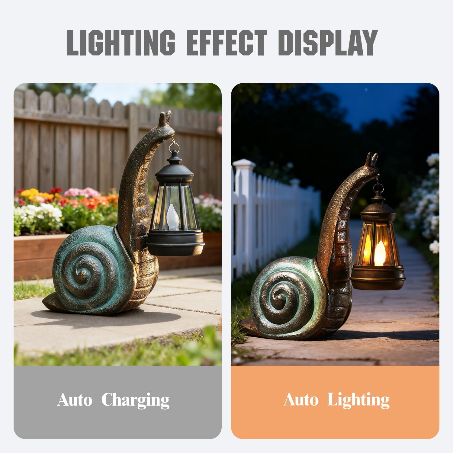 Solar Garden Snail Statue,Lawn Decor Statue for Patio, Balcony, Yard Ornament - Mothers Day Gifts for Mom Grandma Women