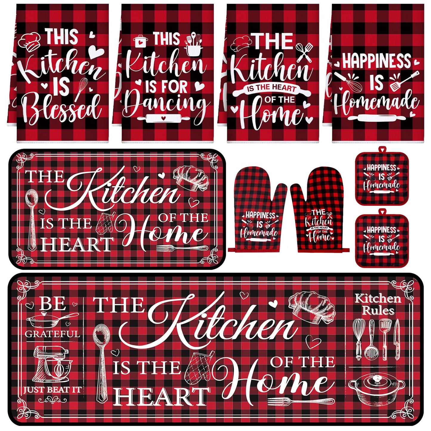 Fourluoo 10 Pcs Farmhouse Kitchen Decor and Accessories Set Black