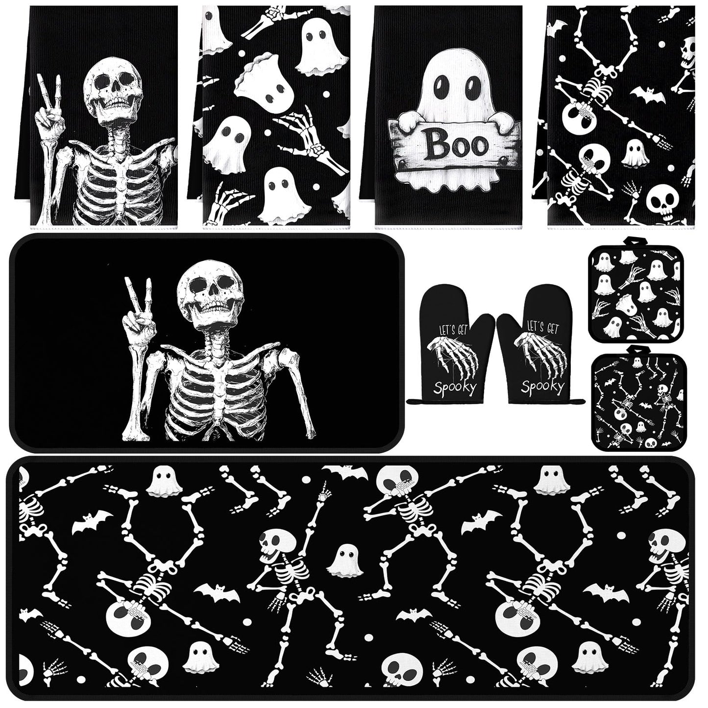 Fourluoo 10 Pcs Farmhouse Kitchen Decor and Accessories Set Black