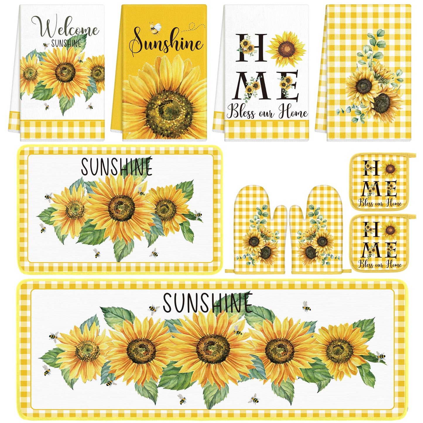 Fourluoo 10 Pcs Farmhouse Kitchen Decor and Accessories Set Black
