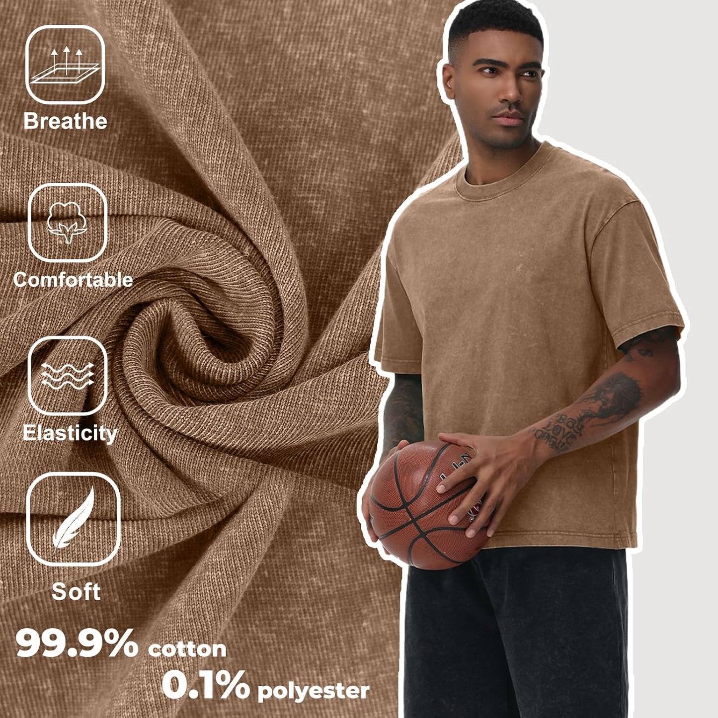 Men's Cotton T-Shirts Oversized Unisex Short Sleeves Casual Loose Wash Solid Basic Tee Tops