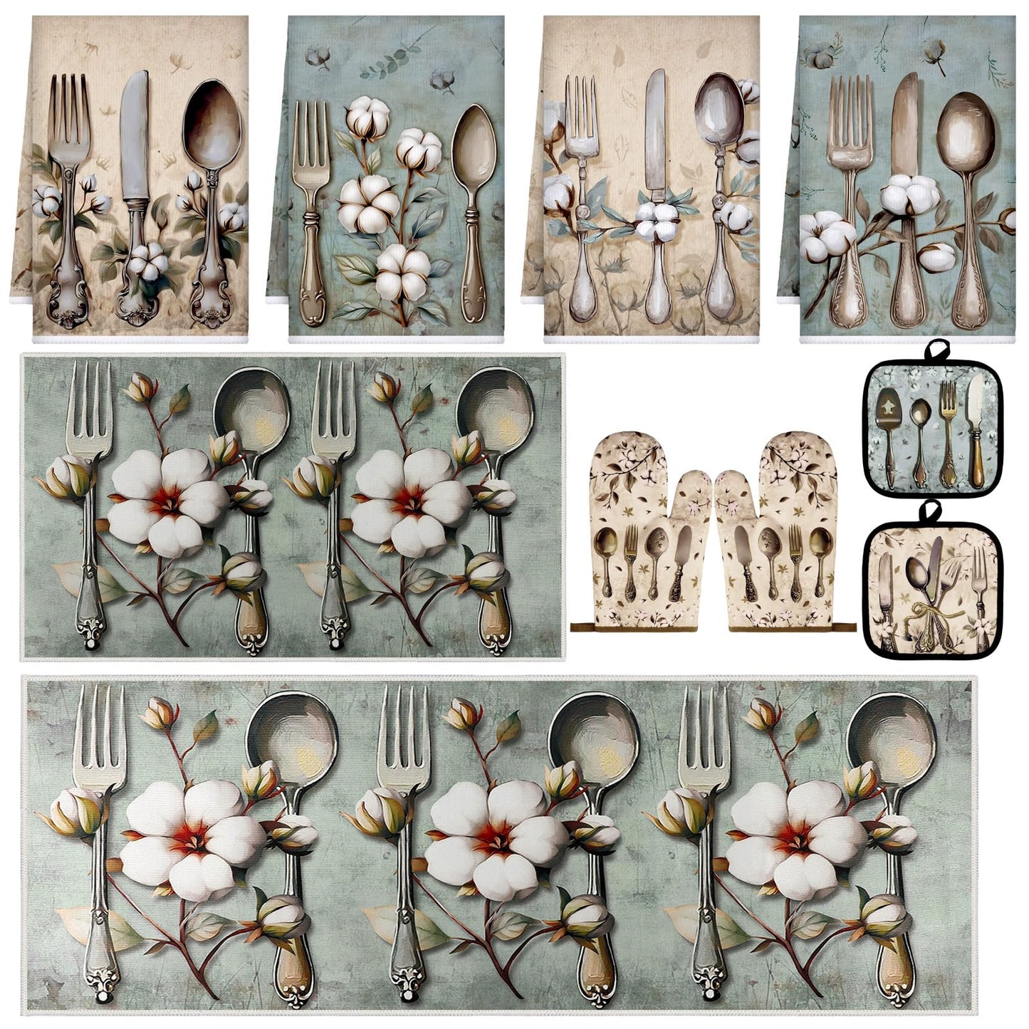Fourluoo 10 Pcs Farmhouse Kitchen Decor and Accessories Set Black