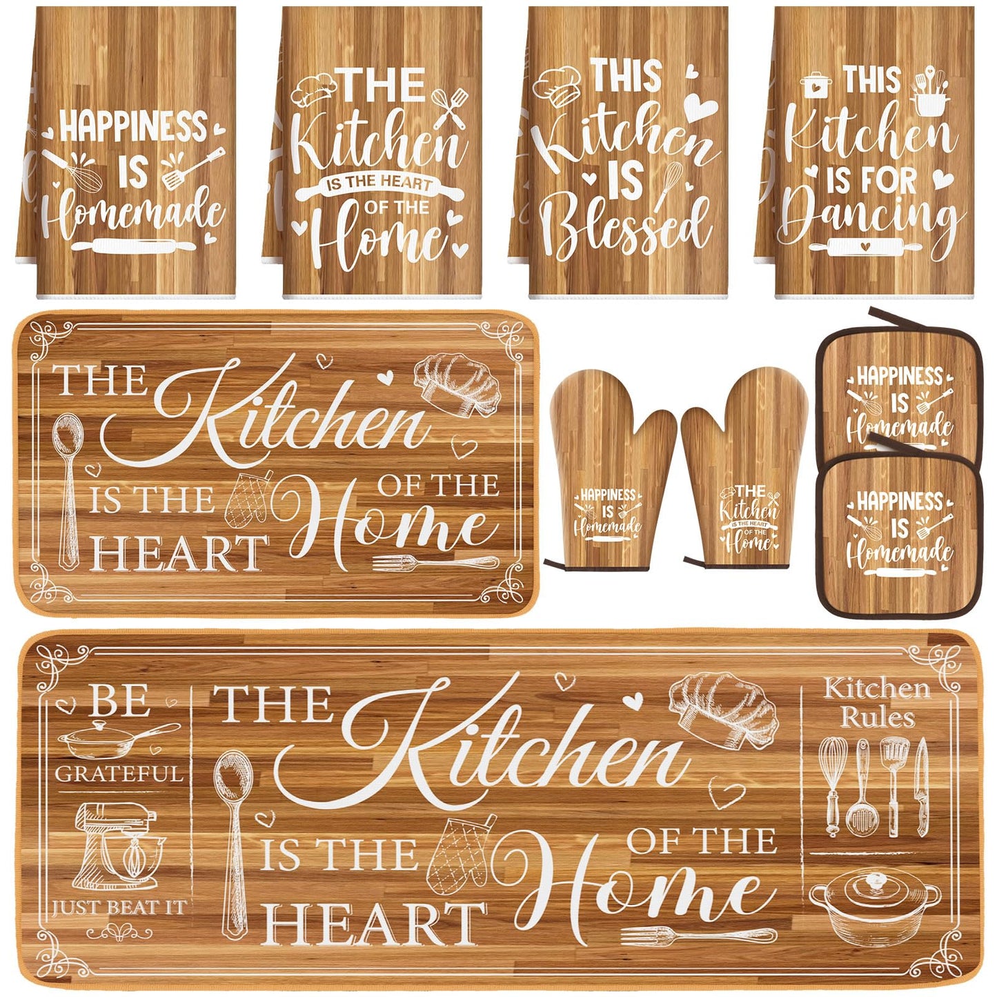 Fourluoo 10 Pcs Farmhouse Kitchen Decor and Accessories Set Black