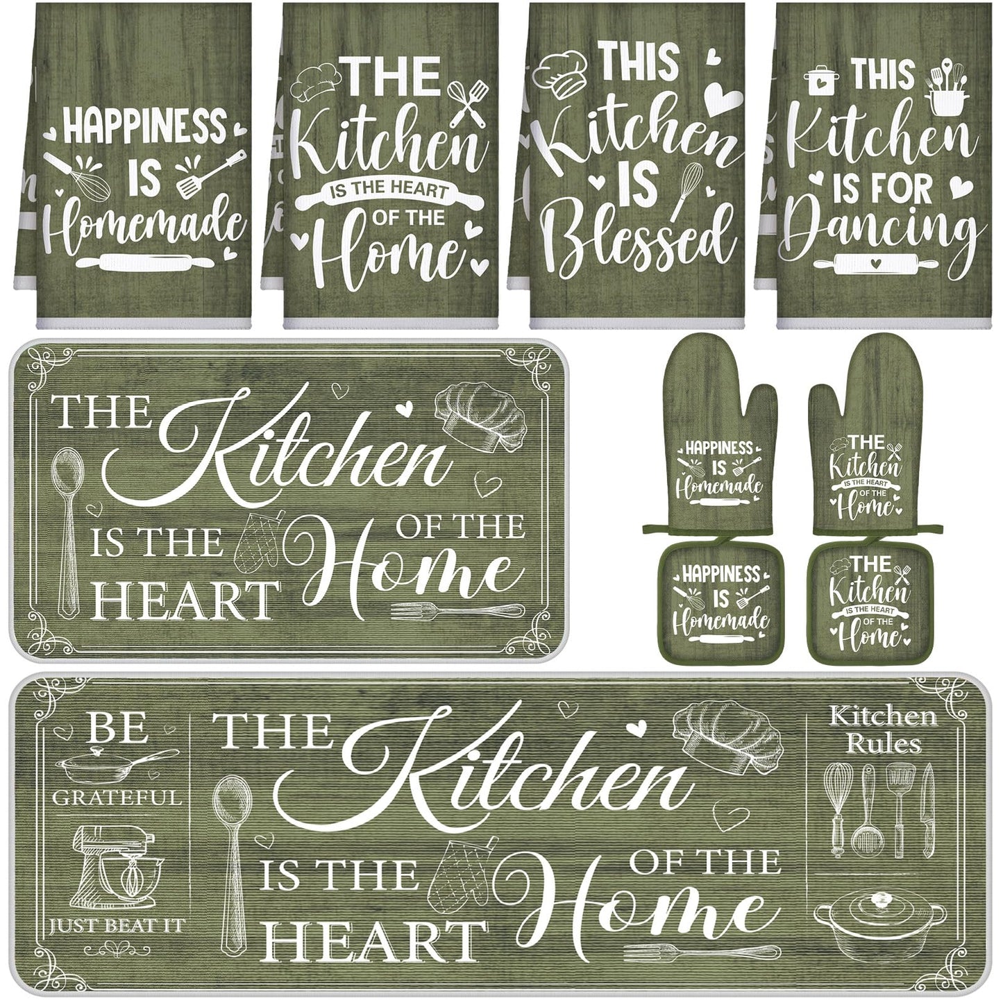 Fourluoo 10 Pcs Farmhouse Kitchen Decor and Accessories Set Black