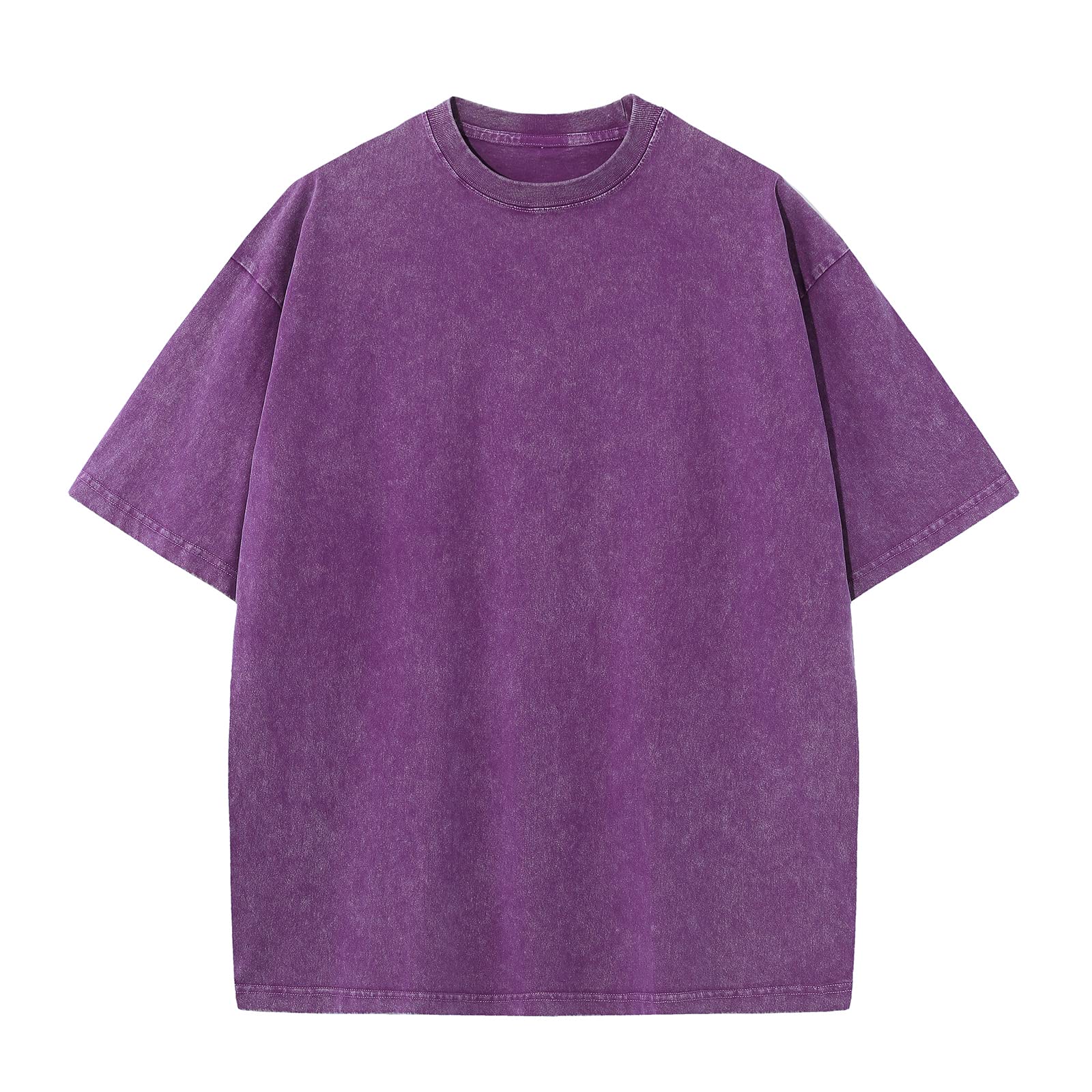 Men's Cotton T-Shirts Oversized Unisex Short Sleeves Casual Loose Wash Solid Basic Tee Tops