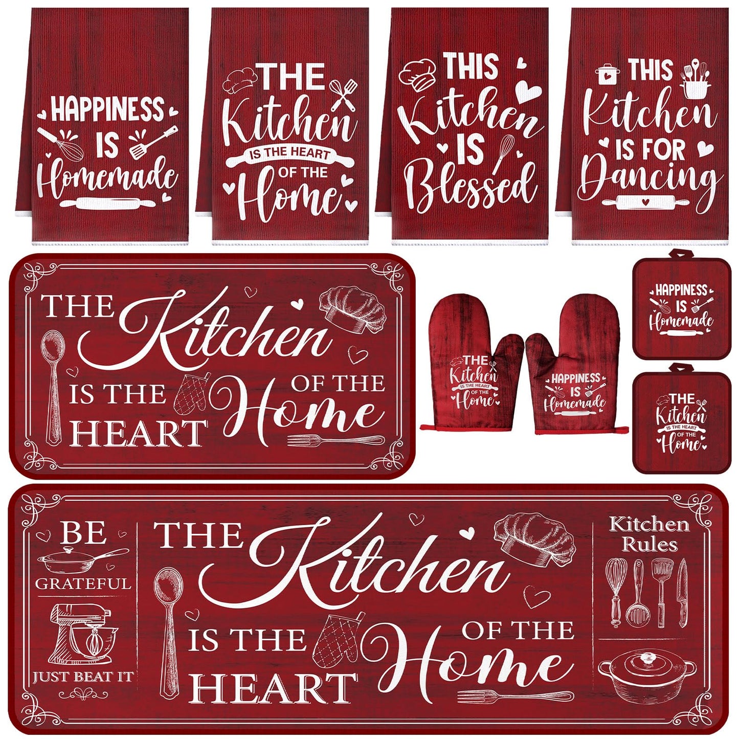 Fourluoo 10 Pcs Farmhouse Kitchen Decor and Accessories Set Black