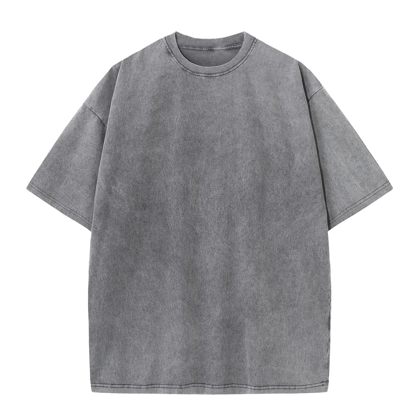 Men's Cotton T-Shirts Oversized Unisex Short Sleeves Casual Loose Wash Solid Basic Tee Tops