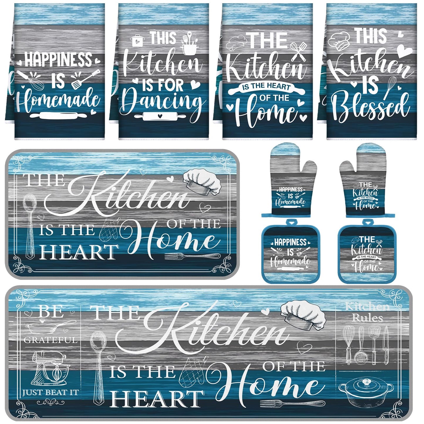 Fourluoo 10 Pcs Farmhouse Kitchen Decor and Accessories Set Black