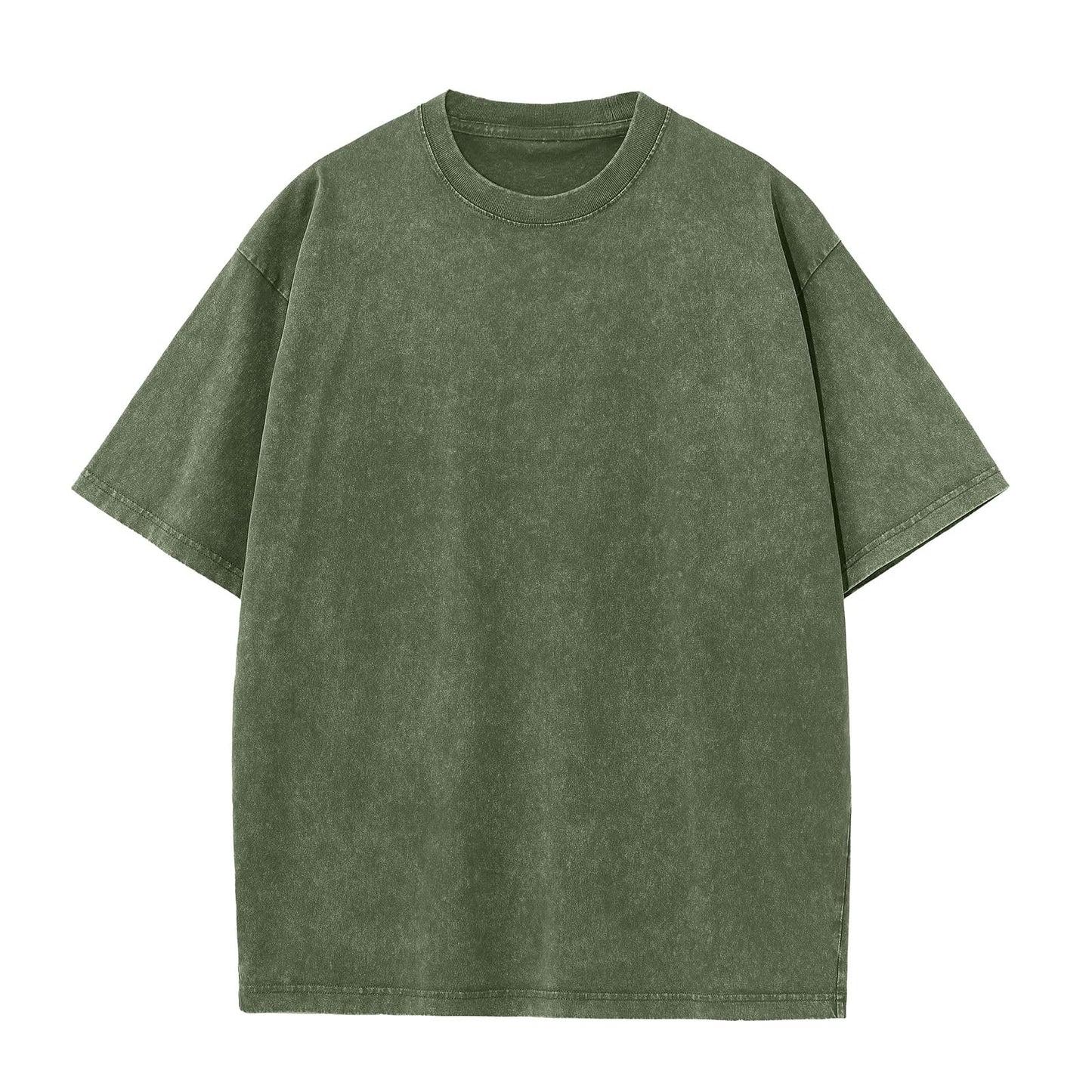 Men's Cotton T-Shirts Oversized Unisex Short Sleeves Casual Loose Wash Solid Basic Tee Tops