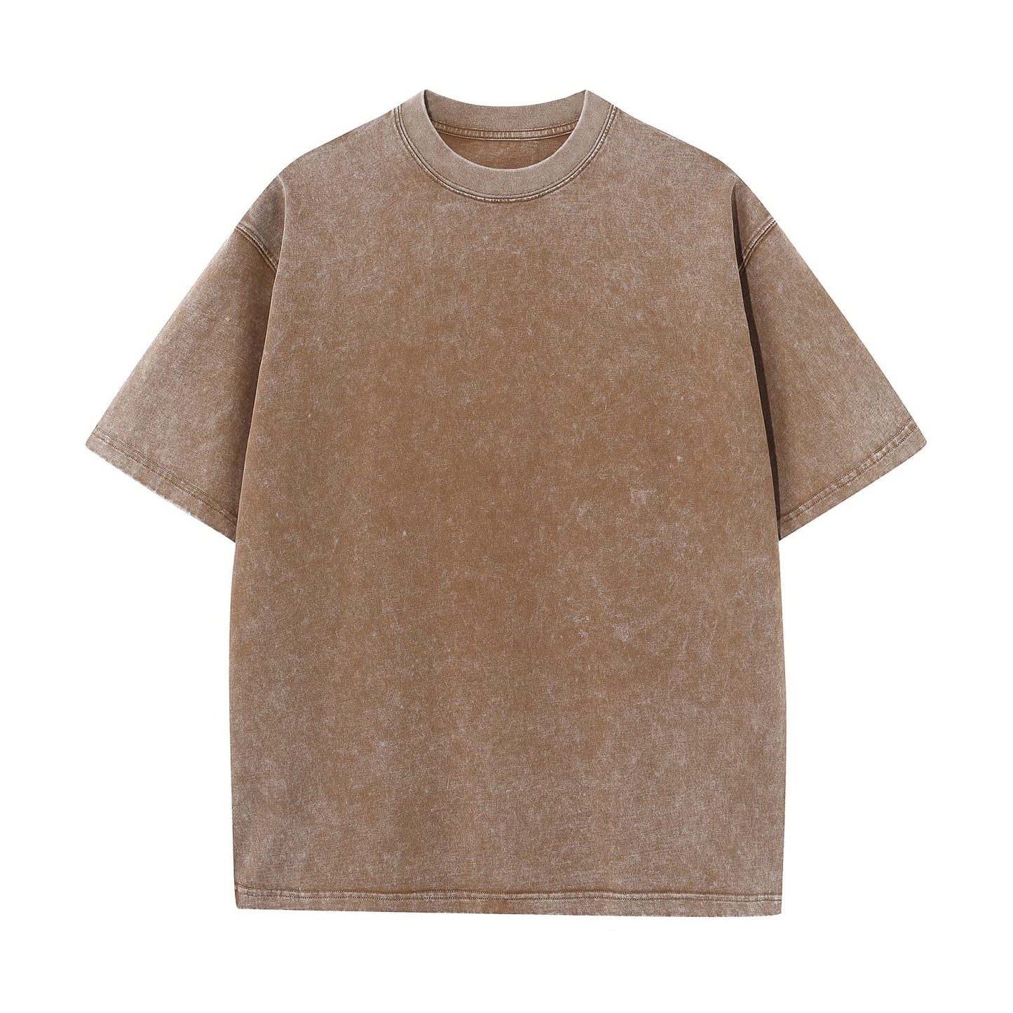 Men's Cotton T-Shirts Oversized Unisex Short Sleeves Casual Loose Wash Solid Basic Tee Tops