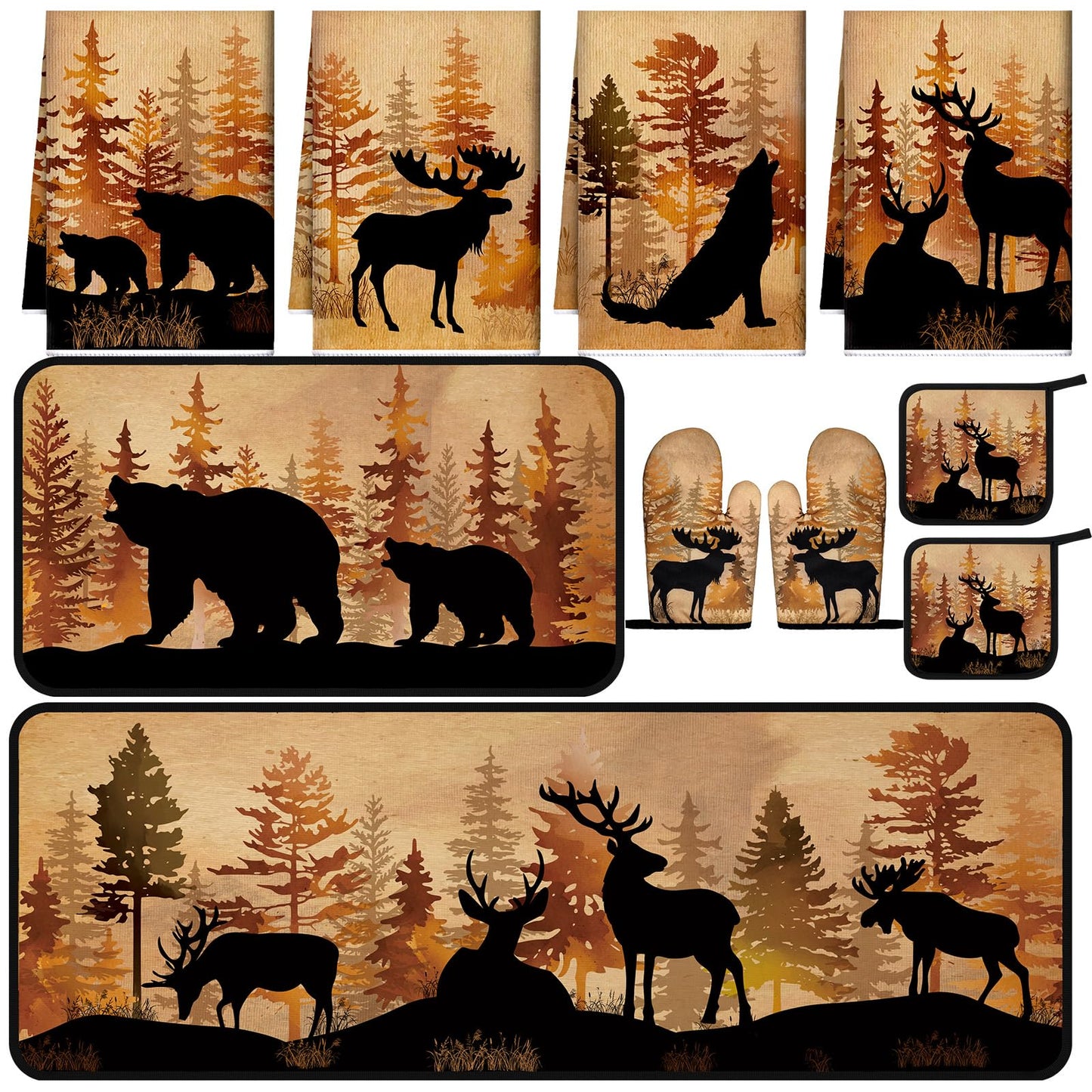 Fourluoo 10 Pcs Farmhouse Kitchen Decor and Accessories Set Black