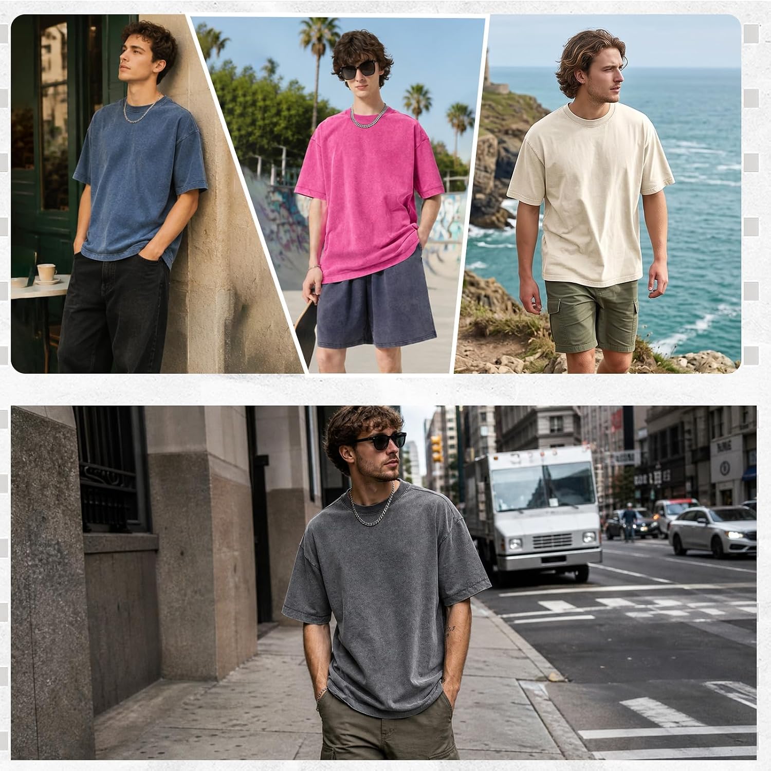 Men's Cotton T-Shirts Oversized Unisex Short Sleeves Casual Loose Wash Solid Basic Tee Tops