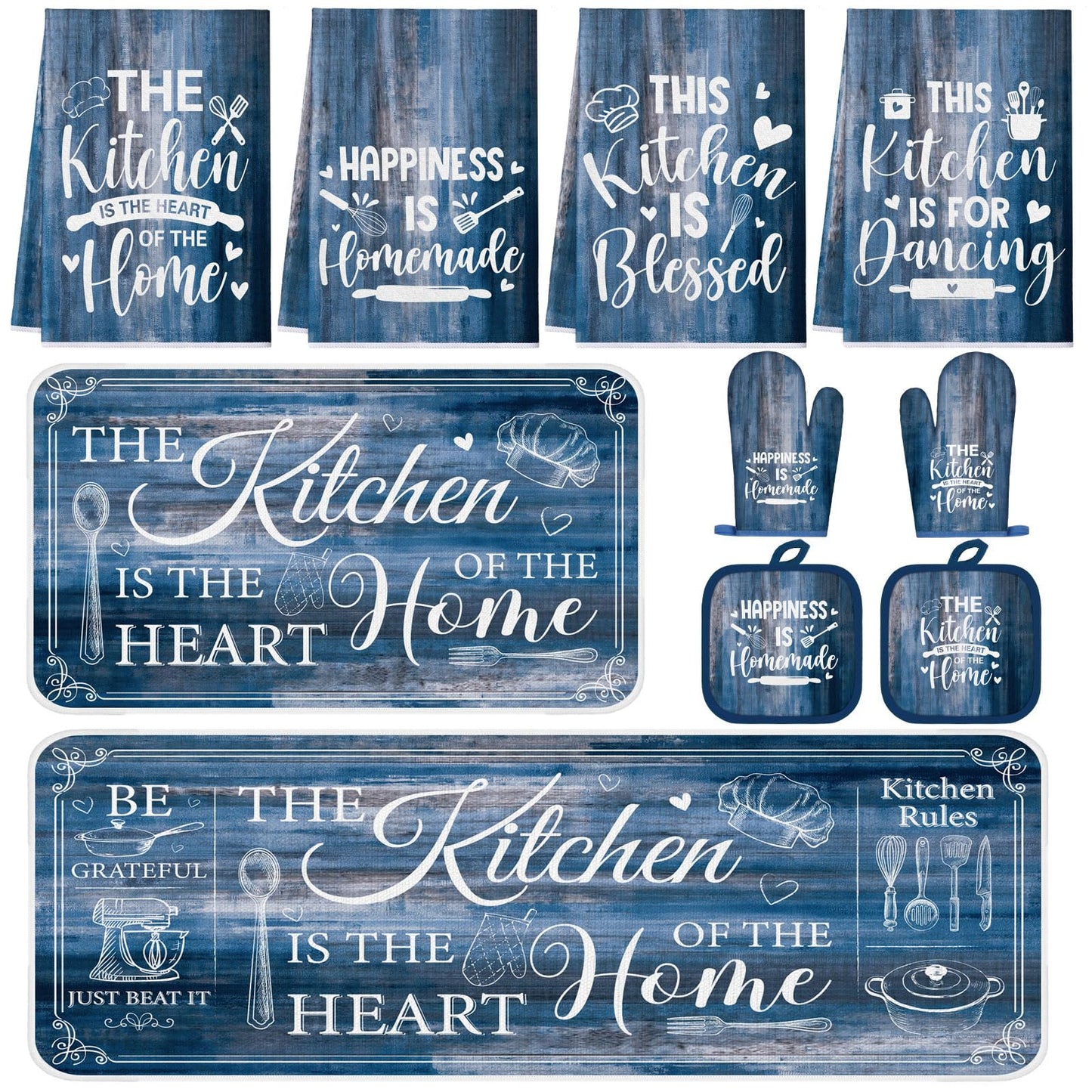 Fourluoo 10 Pcs Farmhouse Kitchen Decor and Accessories Set Black