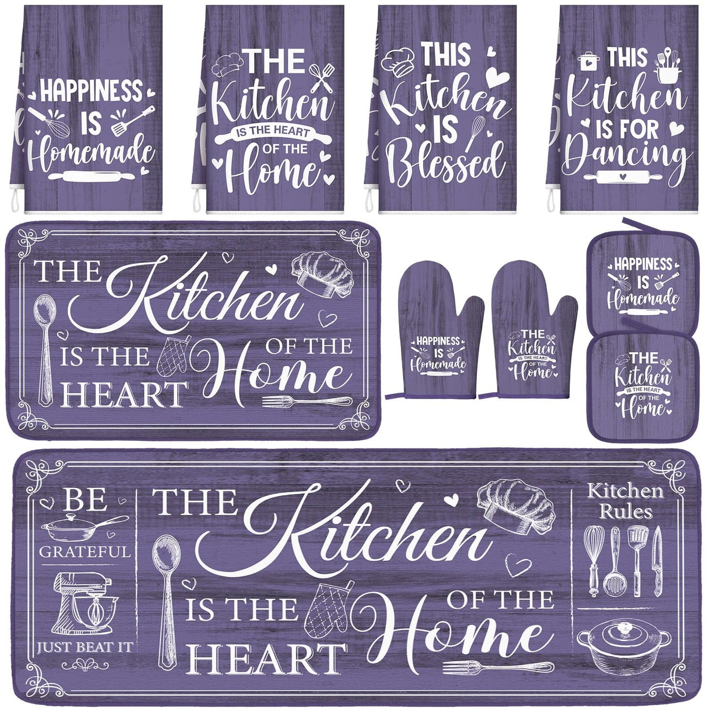 Fourluoo 10 Pcs Farmhouse Kitchen Decor and Accessories Set Black