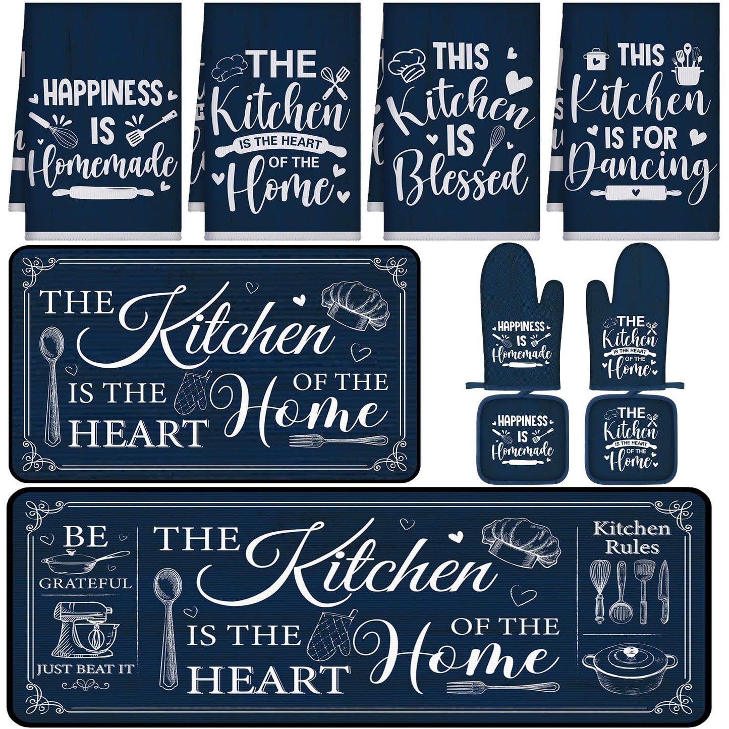 Fourluoo 10 Pcs Farmhouse Kitchen Decor and Accessories Set Black