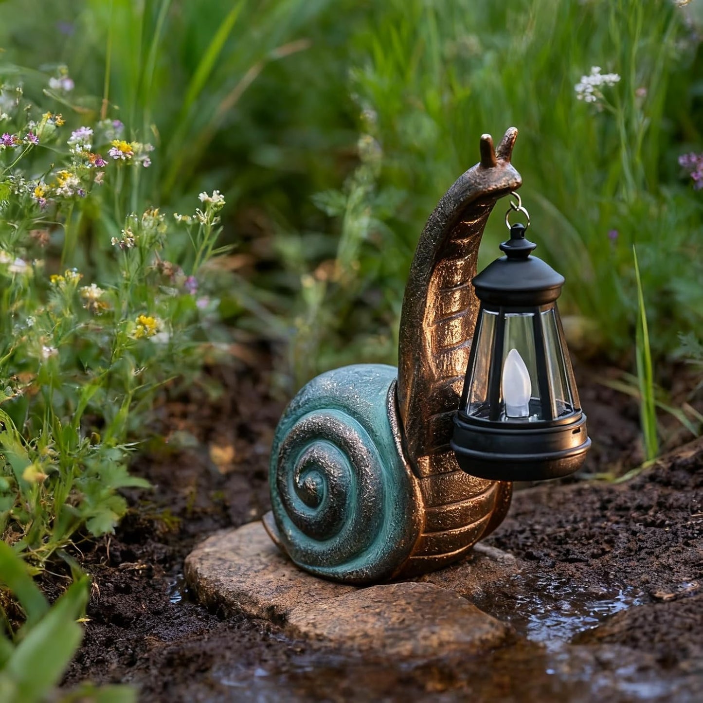 Solar Garden Snail Statue,Lawn Decor Statue for Patio, Balcony, Yard Ornament - Mothers Day Gifts for Mom Grandma Women