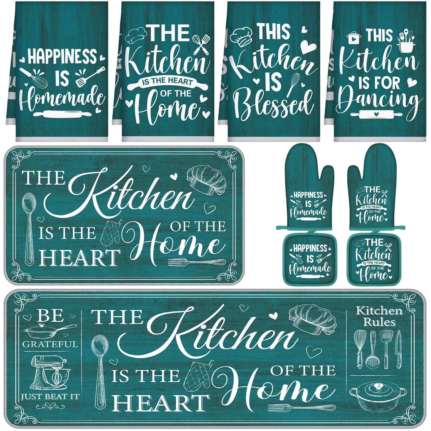Fourluoo 10 Pcs Farmhouse Kitchen Decor and Accessories Set Black