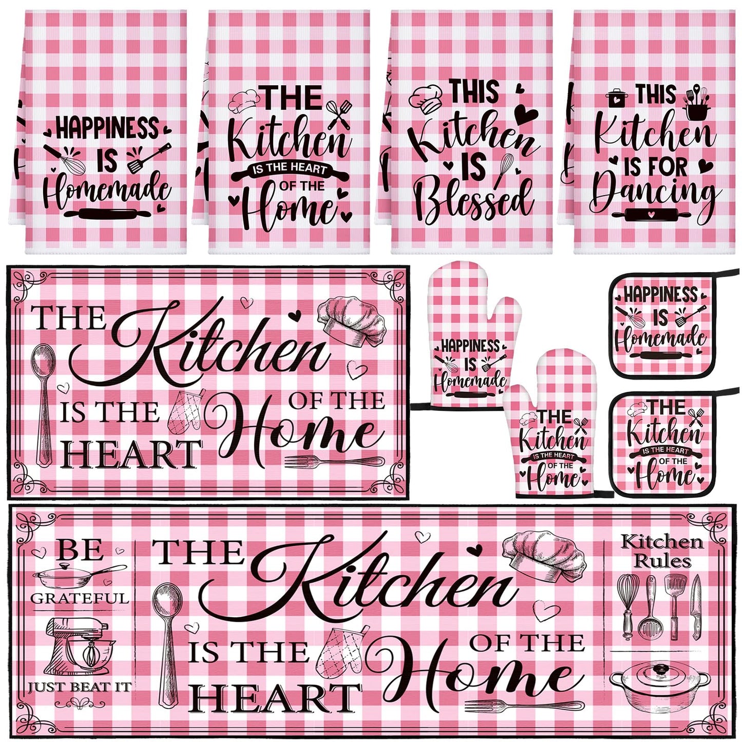 Fourluoo 10 Pcs Farmhouse Kitchen Decor and Accessories Set Black