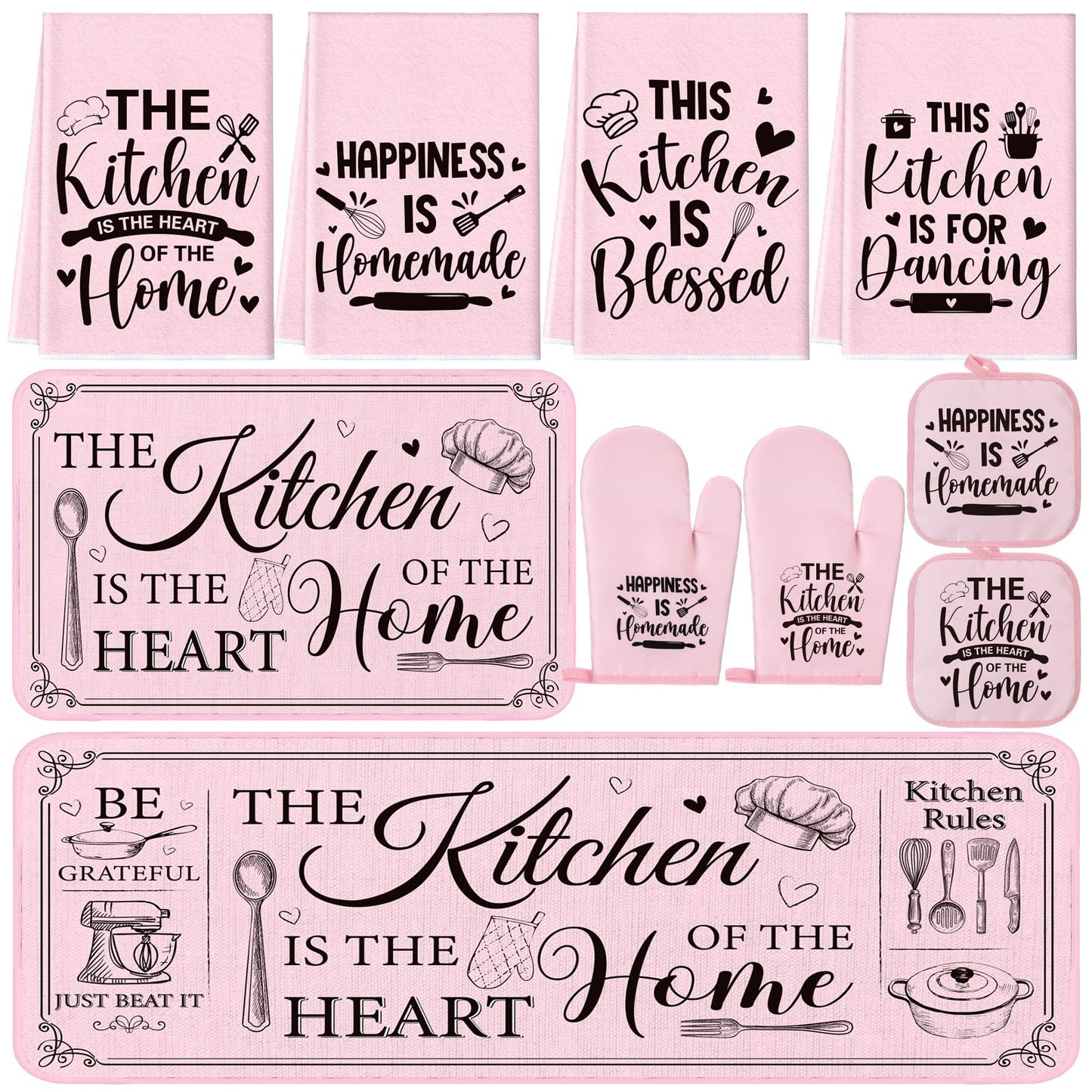 Fourluoo 10 Pcs Farmhouse Kitchen Decor and Accessories Set Black