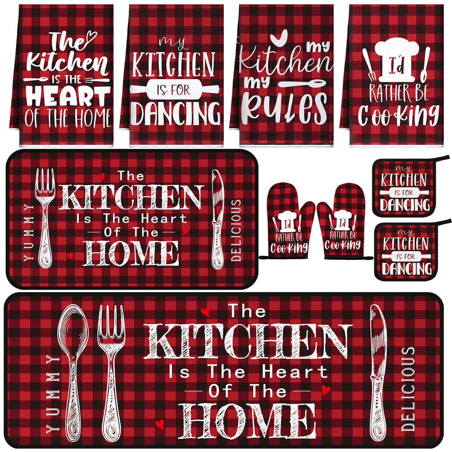 Fourluoo 10 Pcs Farmhouse Kitchen Decor and Accessories Set Black