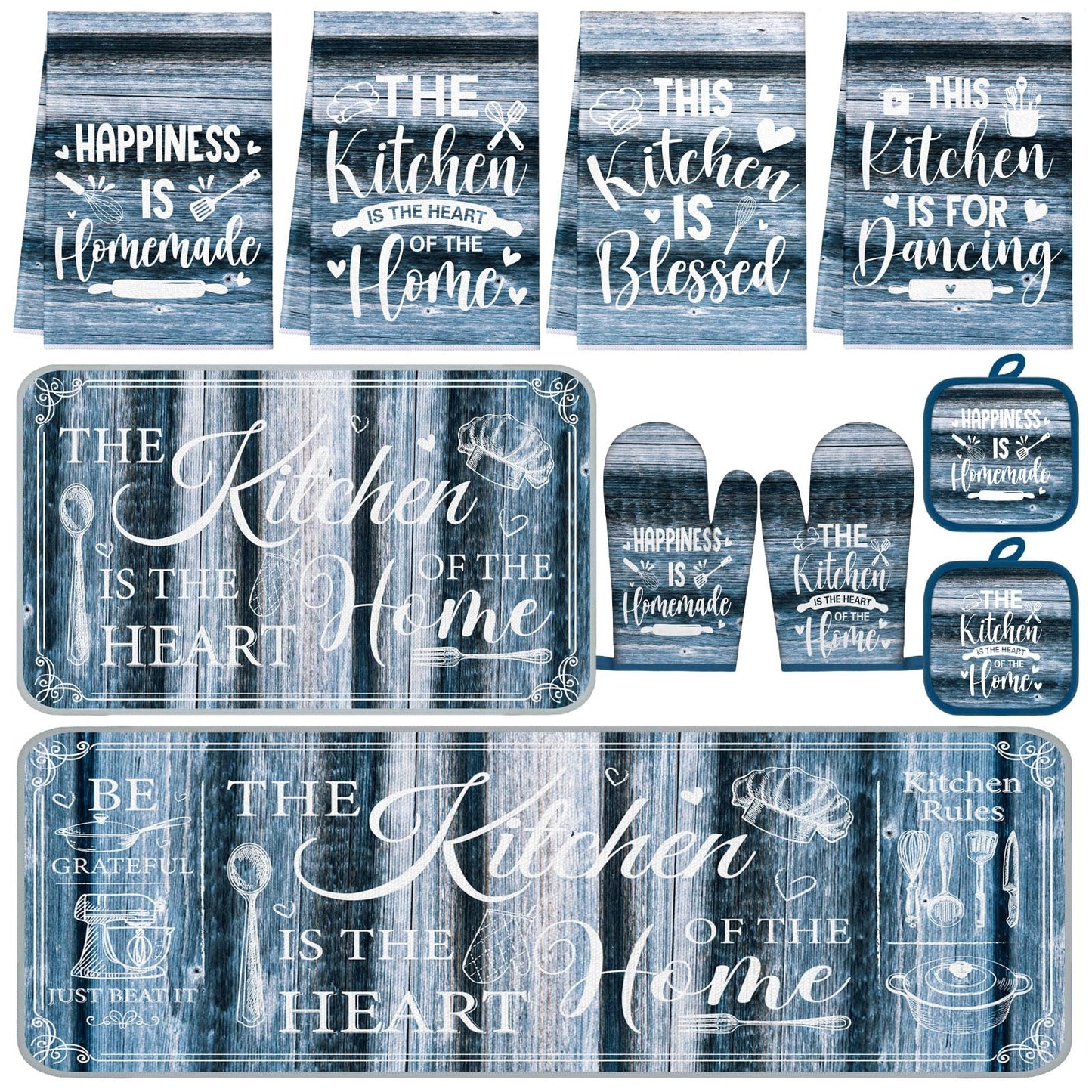 Fourluoo 10 Pcs Farmhouse Kitchen Decor and Accessories Set Black