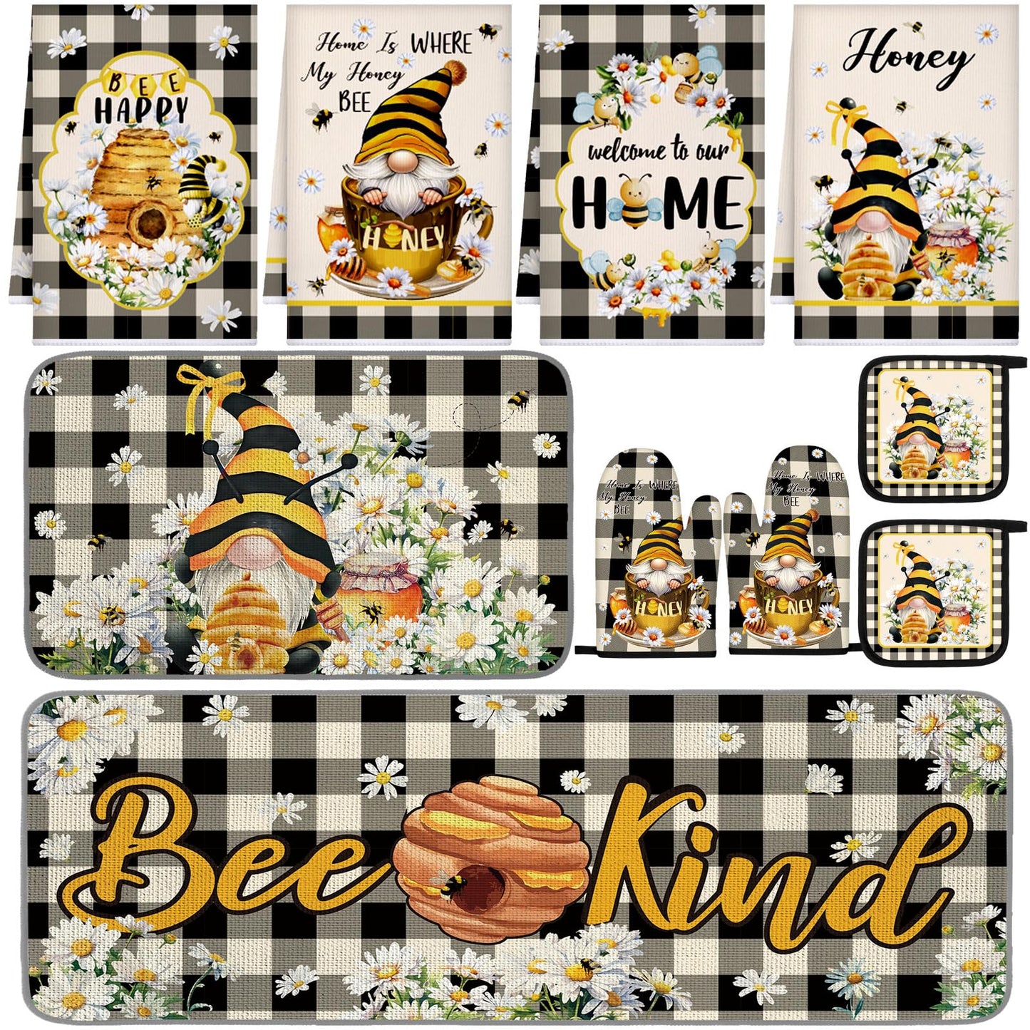 Fourluoo 10 Pcs Farmhouse Kitchen Decor and Accessories Set Black
