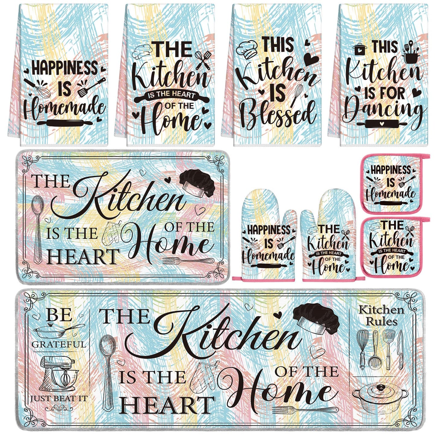 Fourluoo 10 Pcs Farmhouse Kitchen Decor and Accessories Set Black