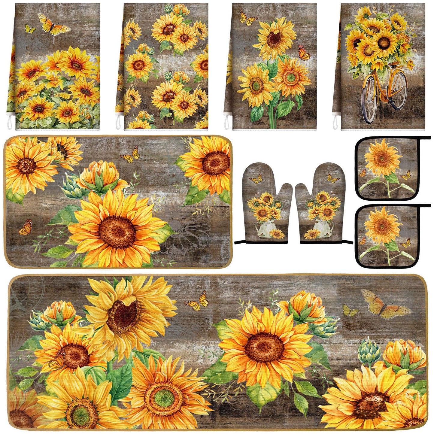 Fourluoo 10 Pcs Farmhouse Kitchen Decor and Accessories Set Black