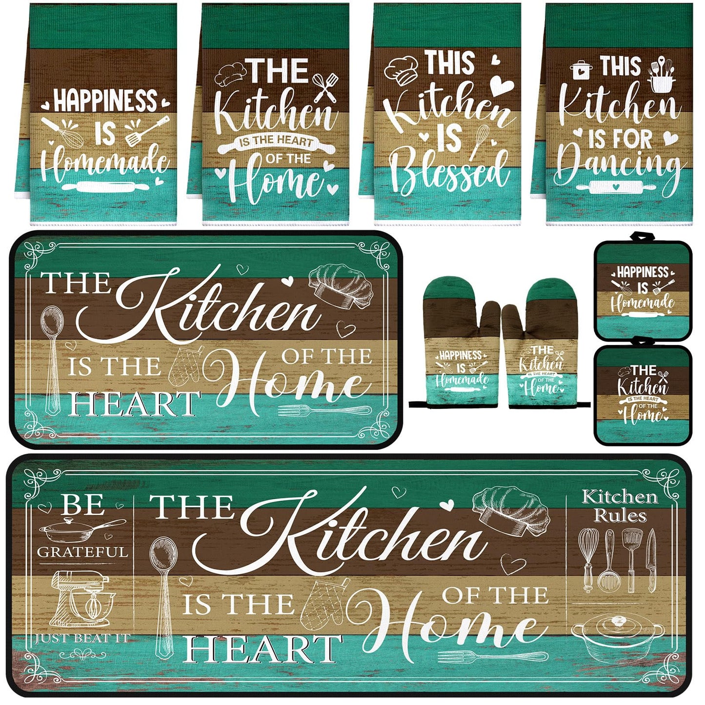 Fourluoo 10 Pcs Farmhouse Kitchen Decor and Accessories Set Black