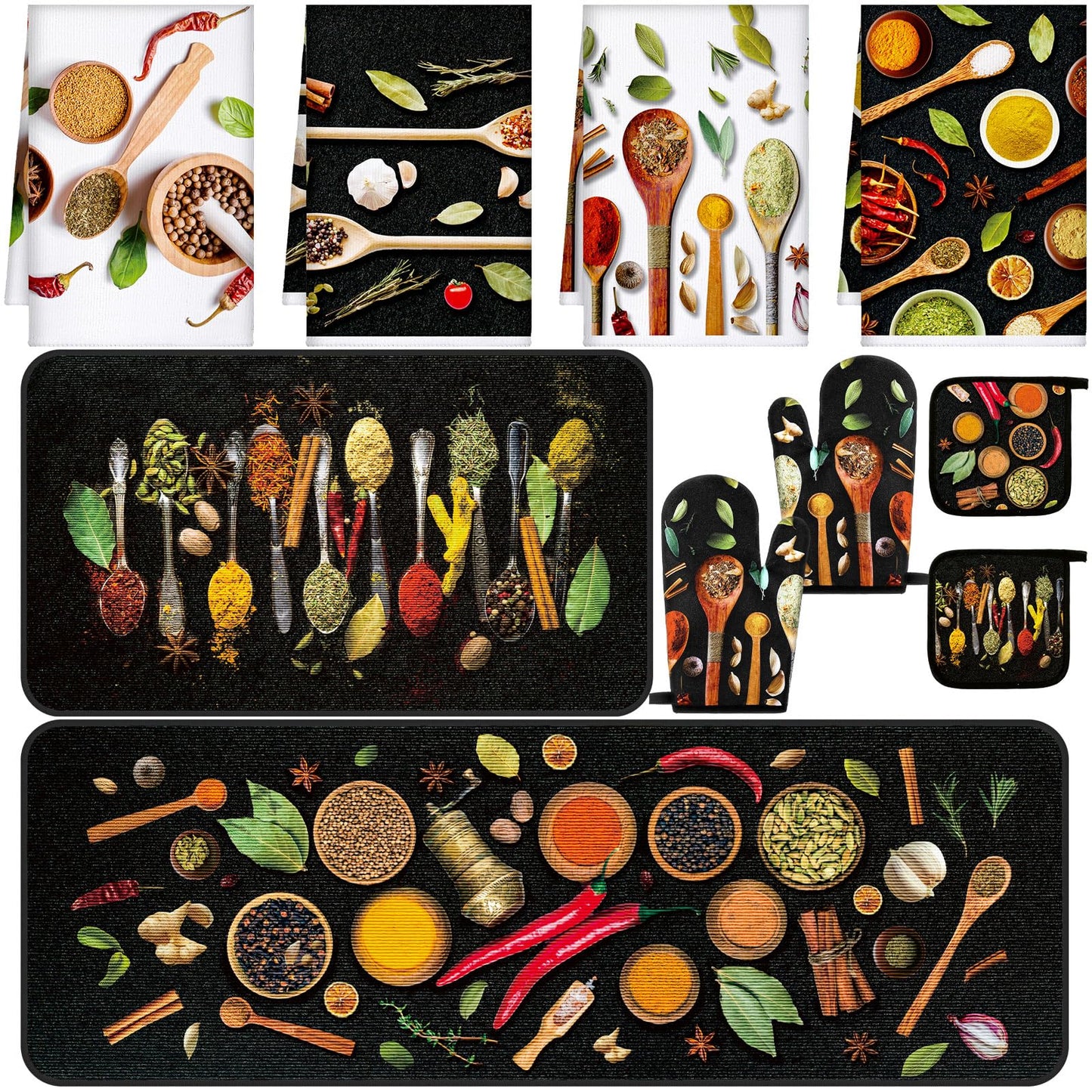 Fourluoo 10 Pcs Farmhouse Kitchen Decor and Accessories Set Black