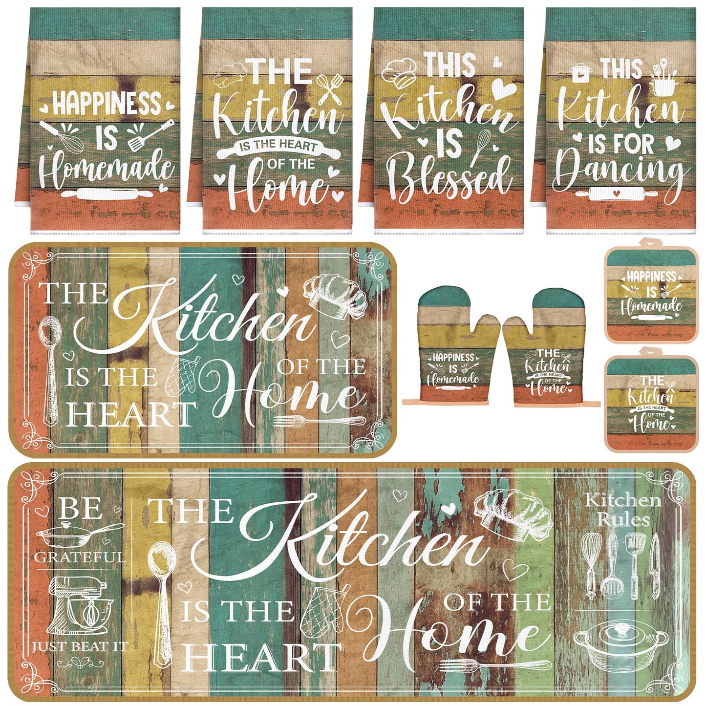 Fourluoo 10 Pcs Farmhouse Kitchen Decor and Accessories Set Black